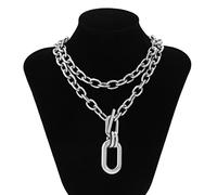 WEITING Exaggerate Collier ras du cou double couche en métal pour femme Hip Hop OT gothique, pendentif CCB, bijoux cadeaux