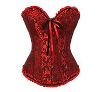 WEITING Femmes Corsets et Bustiers Sexy Floral Corset Lingerie Tops Brocade Vintage Overbust Lace Up Corset Plus Size Victorian Corsets-Noir Rouge,7XL