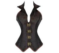 WEITING Femmes Gothique Steampunk Overbust Corset Top Femme Col en V Licou Floral Taille Mince Corps Façonnant Corset Bustier Lingerie Grande Taille-2096marron-4XL