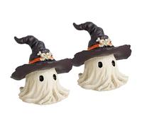 WEITING Figurine Fantôme, Lot de 2 Décorations Fantômes, Amusant avec Chapeau pour Foyer Perron Maison Jardin Manteau Intérieur