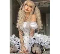 WEITING Gothique Noir Corset Femmes Harajuku Rétro Dentelle Jolie À Lacets Taille Haute Mini Robe Punk Élégante Robe Trapèze-Blanc-S