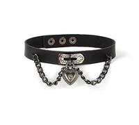 WEITING Harajuku Collier ras du cou en cuir PU gothique noir pour femme Style punk géométrique Hip Hop Bijoux Cadeaux Style 4 Noir