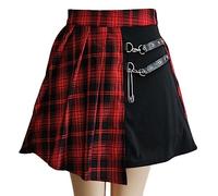 WEITING Harajuku Jupe plissée Femmes Gothique irrégulière a-Ligne Taille Haute Jupes à Carreaux Punk Sexy Clubwear lâche Mini Jupe XS-4XL