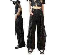 WEITING Hip Hop Taille Haute Streetwear Style Cargo Pantalon Mode coréenne Femmes décontracté Jambe Large Y2K Jean Pantalon Femme vêtements