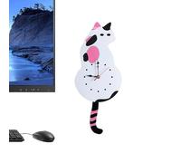 WEITING Horloges Chat | Horloge Animale avec Queue Qui Oscille - Décoration Murale Silencieuse Mignonne pour Salon Chambre Cuisine Bureau