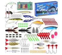 weiting Kit de Appâts de Pêche - Ensemble Tackle pour Bar - 101 Leurres Cadeau Noël pour Débutants Enthousiastes Truite | Eau Douce Eau Salée Lac Étang Rivière Côtière