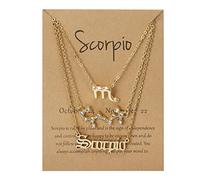 WEITING Lot de 3 colliers ras du cou avec pendentif en forme de constellation pour femme avec carte en carton - Scorpion doré