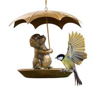 weiting Mangeoire pour Oiseaux avec Parapluie Anti-Écureuil, Mangeoire pour Oiseaux Sauvages Métallique avec Parapluie Tenant, Station de Nourrissage Tout Temps Élégante et Conviviale pour Terrasses
