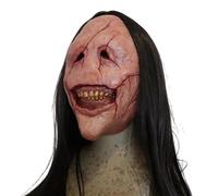 weiting Masque Démoniaque | Couverture Faciale Effrayante Réaliste - Déguisement Halloween Épouvantable avec Cheveux Longs et Dents pour Cosplay Maisons Hantées Scène Film d'Horreur Adultes Spectacles