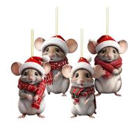 weiting Ornements pour Arbre De Noël | 4 Pièces Décorations De Noël 2D Drôles | Ornements Animaux Décorations De Fêtes - pour Le Salon la Chambre Le Bureau la Maison la Fête Les Vacances la Voiture
