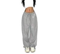 WEITING Pantalon de survêtement Gris décontracté Femme Jambe Large Noir Joggers Classique Streetwear Femme Pantalon de Sport surdimensionné Tout Match