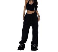 WEITING Pantalon de survêtement Gris décontracté Femme Jambe Large Noir Joggers Classique Streetwear Femme Pantalon de Sport surdimensionné Tout Match