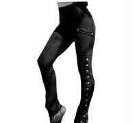WEITING Pantalon Slim Gothique médiéval Steampunk en métal Pantalon Crayon Pantalon de Costume de Cosplay Taille Haute décontractée Mode Femme joggeurs-1-L