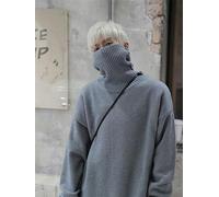 WEITING Pull tricoté à col roulé pour Hommes, surdimensionné, Manches Longues Chauve-Souris, Ample, Chaud, Hiver, Bleu Brume, XL