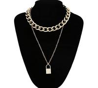 WEITING Punk chaîne serrure collier goth esthétique fille alternative cadenas pendentif collier femmes hommes à la mode gothique bijoux-or