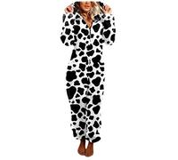 WEITING Pyjama à manches longues pour femmes, automne-hiver, imprimé animal, léopard, tigre, combinaison à capuche, vêtement de nuit en polaire chaude en peluche, pyjama pijama-blanc, S