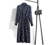 WEITING Robe en velours côtelé d'automne et d'hiver pour femme - Taille haute - Vintage - A-ligne à manches longues - Imprimé floral - Robe vestidos-femme - 14, XL