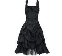 WEITING Robe Gothique Victorienne Femme Vintage Lolita Court Princesse Halloween Punk Cosplay Robe Longue Débardeur-Robe Gothique Noire,S