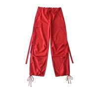 WEITING Salopette à ruban de rue douce et cool hip-hop, leggings à jambes larges personnalisés-rouge-L