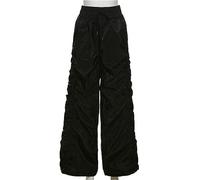 WEITING Salopette Ample plissée Pantalon Taille Haute Gothique Ample Mode de Rue à Jambes Larges-Noir-L