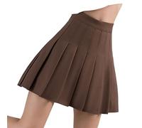 WEITING Short doublé Harajuku Jupe Filles Taille Haute Couleur Unie Jupe plissée Patinage Tennis école Uniforme Un Mot minijupe-2159SKQ, XS