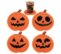 weiting sous-Verre Citrouille Halloween - Antidérapants Résistants à la Chaleur pour Tasses,Lot de 4 Pads Absorbants pour Voyage Fête Festival Décoration Bureau ou Table
