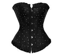 WEITING Strass Corset Top pour Femmes Sexy Brocart À Lacets Overbust Corset Burlesque Bustier Rétro Lingerie Grande Taille Mode Corselet-Noir-M