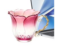 WEITING Tasse Florale | Verrerie À Poignée En Vigne Et Forme Pétale,Verre Esthétique avec Poignée en Vigne,Pour Femmes et Adolescents, Usage Cuisine Maison Café, Consommation Eau Bière Jus Thé