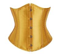 WEITING Underbust Corset pour Femmes Sexy Rétro Corsets Ceinture Gothique Satin Bustiers Lingerie Top Taille Minceur Corps Shaper Plus La Taille S-6XL-or,M