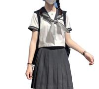WEITING Uniforme scolaire japonais JK Uniforme Fille S-XL Gris JK Costume de style collège japonais Costume de marin Femme Chemise sexy Jupe plissée-Vert-M