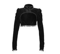 WEITING Veste courte Steampunk courte en velours noir à manches longues automne manteau Victoria gothique pour femme accessoires de corset rétro-manteau vintage noir-L