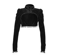 WEITING Veste Velours Femme Gothique Noir Recadrée Steampunk Recadrée Manches Longues Manteau Gothique Victorien Vintage Corset Accessoires-Manteau Vintage Noir,XL