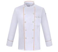 WEITING Vêtements de Travail de Chef d'été à Manches Courtes pour Hommes et Femmes Restaurant pâtisserie Cantine vêtements de Travail de Cuisine-[Double Bord doré] Manches Longues-XL