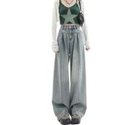 WEITING Y2k Baggy Jeans Femme Taille Haute Bleu Denim Pantalon Streetwear Années 2000 Pantalon Long Années 90 Vintage Oversize Mode Coréenne-Bleu Clair-S