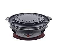 WEITINGKKK Barbecue Portable, Barbecue au Charbon de Bois en Fonte sans fumée avec Plateau en Bois Multicolore 32 cm x 10,5 cm for Camping et Pique-Nique(K)