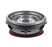 WEITINGKKK Barbecue Portable, Barbecue au Charbon de Bois en Fonte sans fumée avec Plateau en Bois Multicolore 32 cm x 10,5 cm for Camping et Pique-Nique(D)