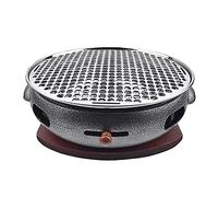 WEITINGKKK Barbecue Portable, Barbecue au Charbon de Bois en Fonte sans fumée avec Plateau en Bois Multicolore 32 cm x 10,5 cm for Camping et Pique-Nique(G)