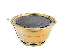 WEITINGKKK Barbecue Portable, Barbecue fumoir à Charbon de Bois en Acier Inoxydable avec Couvercle et bac à Charbon 34 x 17 cm for 6 à 10 Personnes(D)