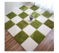 WEITINGKKK Carreaux en Mousse à emboîtement Tapis en Peluche, Lot de 20 Tapis de Jeu antidérapants et lavables for Puzzle, 30,5 x 30,5 cm, Tapis d'exercice for la Maison(Green)