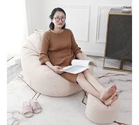 WEITINGKKK Chaise de Haricot, (sans Haricots) Siège de Chaise Longue Pouf Housse en Toile de Coton Pouf for Organiser Les Jouets en Peluche ou la Mousse à mémoire de Forme(Beige,Small)