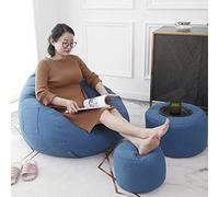 WEITINGKKK Chaise de Haricot, (sans Haricots) Siège de Chaise Longue Pouf Housse en Toile de Coton Pouf for Organiser Les Jouets en Peluche ou la Mousse à mémoire de Forme(Blue,Large)