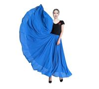 WEITINGKKK Jupe longue pour la danse, Jupe longue de danse en mousseline de soie for femme, double épaisseur, extensible à 720 degrés, multicolore, tailles S à XXL(Blue,XX-Large)