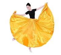 WEITINGKKK Jupe longue pour la danse, Jupe swing for femme, costume de danse, 360/540/720 degrés, multicolore, plusieurs tailles, 2024(Yellow,Hemline 540 L 90cm)