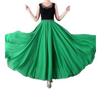 WEITINGKKK Jupe longue pour la danse, Jupe trapèze en mousseline de soie for femme, 720 degrés, double épaisseur, for danse et plage, multicolore, 80-100 cm(Light Green,85cm)