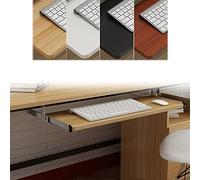 WEITINGKKK Plateau à Clavier sous Le Bureau, Étagère Extensible en Bois 54/60/70 cm, Installation Facile, Ergonomique et Extensible(Black,55Cm*27Cm)