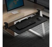 WEITINGKKK Plateau à Clavier sous Le Bureau, Plateau de Clavier sans Perforation, Plate-Forme de Clavier for Clavier et Souris(Black,65 cm/25.5in)