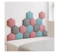 WEITINGKKK Rembourrage Mural, Lot de 17 Panneaux de tête de lit rembourrés hexagonaux 3D, Autocollants, Multicolores, Plusieurs Tailles(Grey,180x105cm)
