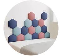 WEITINGKKK Rembourrage Mural, Panneaux muraux 3D hexagonaux rembourrés, tête de lit adhésive, Multicolore, Plusieurs Tailles, Lot de 17(Dark Blue,150x87cm)