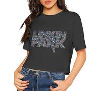 WeiToLnb Custom Cool Linkin-Park Logo Printing Crop Top Summer Short-Sleeve T-Shirt for Female Black M