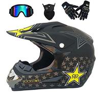 WEITY Casque de moto en plein visage, casque de motocross adulte de motocross MX VTT Scooter, avec masque GOGGLES GANTS, Certification DOT (XL)